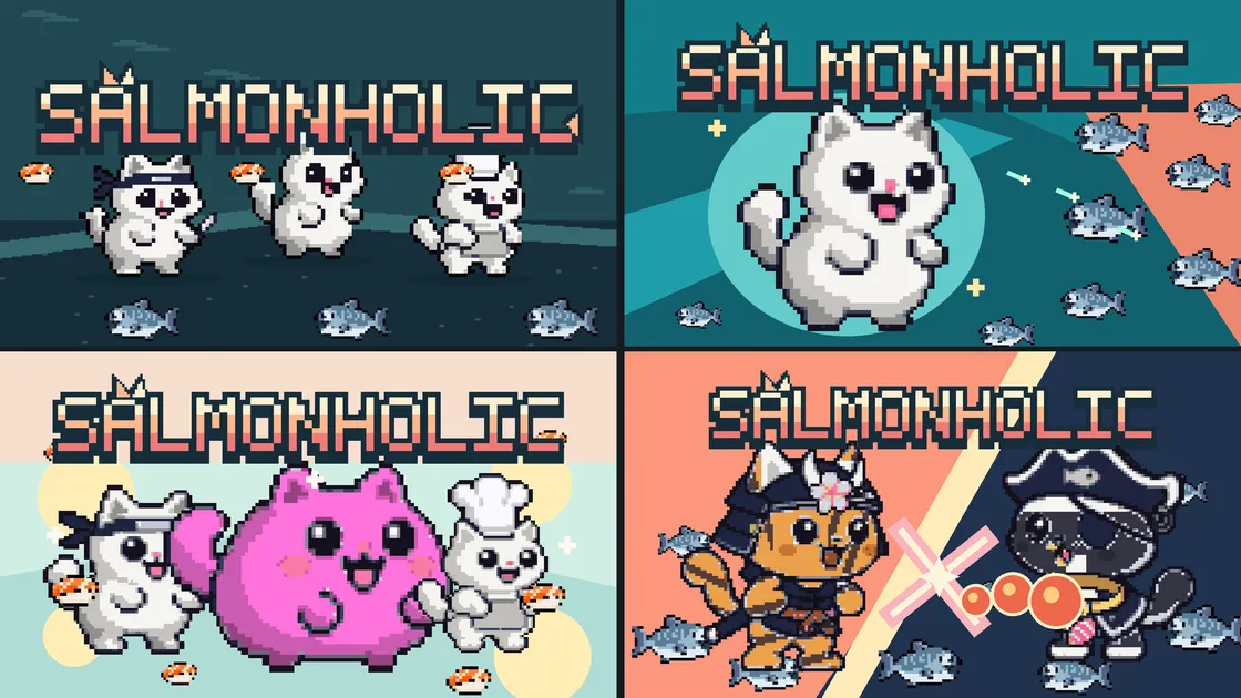 Salmonholic 포털 커버 네 가지 버전을 2×2로 모은 비교 이미지